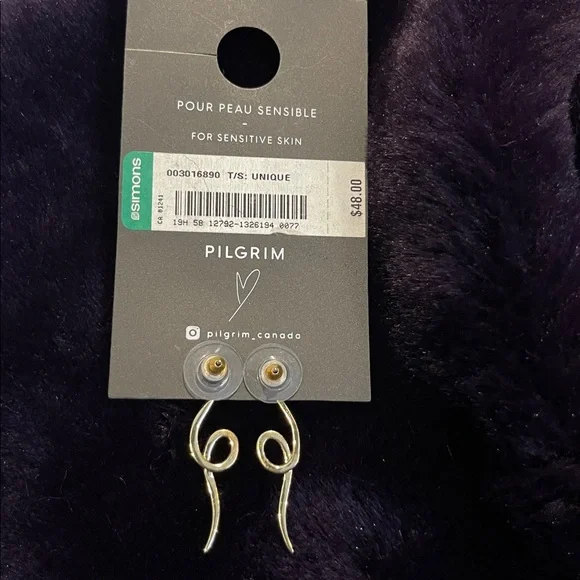 NEW 🐍Pilgrim 14kGold plated Crystal Swirl Drop stud Earrings Women Jewelry snake - Picture 6 of 6